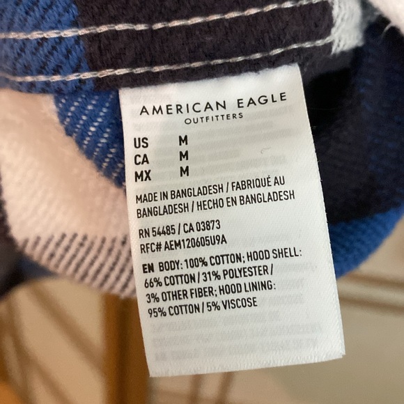 American Eagle flannel shirt with removable hood, men’s size medium - Picture 7 of 7